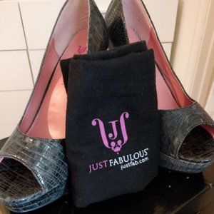 Gray Black Ombre Snakeskin Heels